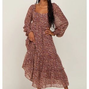 Pink blush maternity midi dress